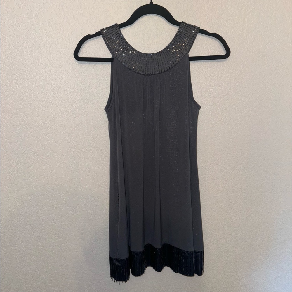 Express Elegant Black and Gray Beaded Cocktail Dress Size XS